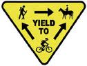 Bike, Horse, Hiker yield sign
