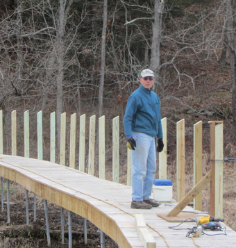 Frank Dogil on site during construction of the A.T. Great Swamp boardwalk.