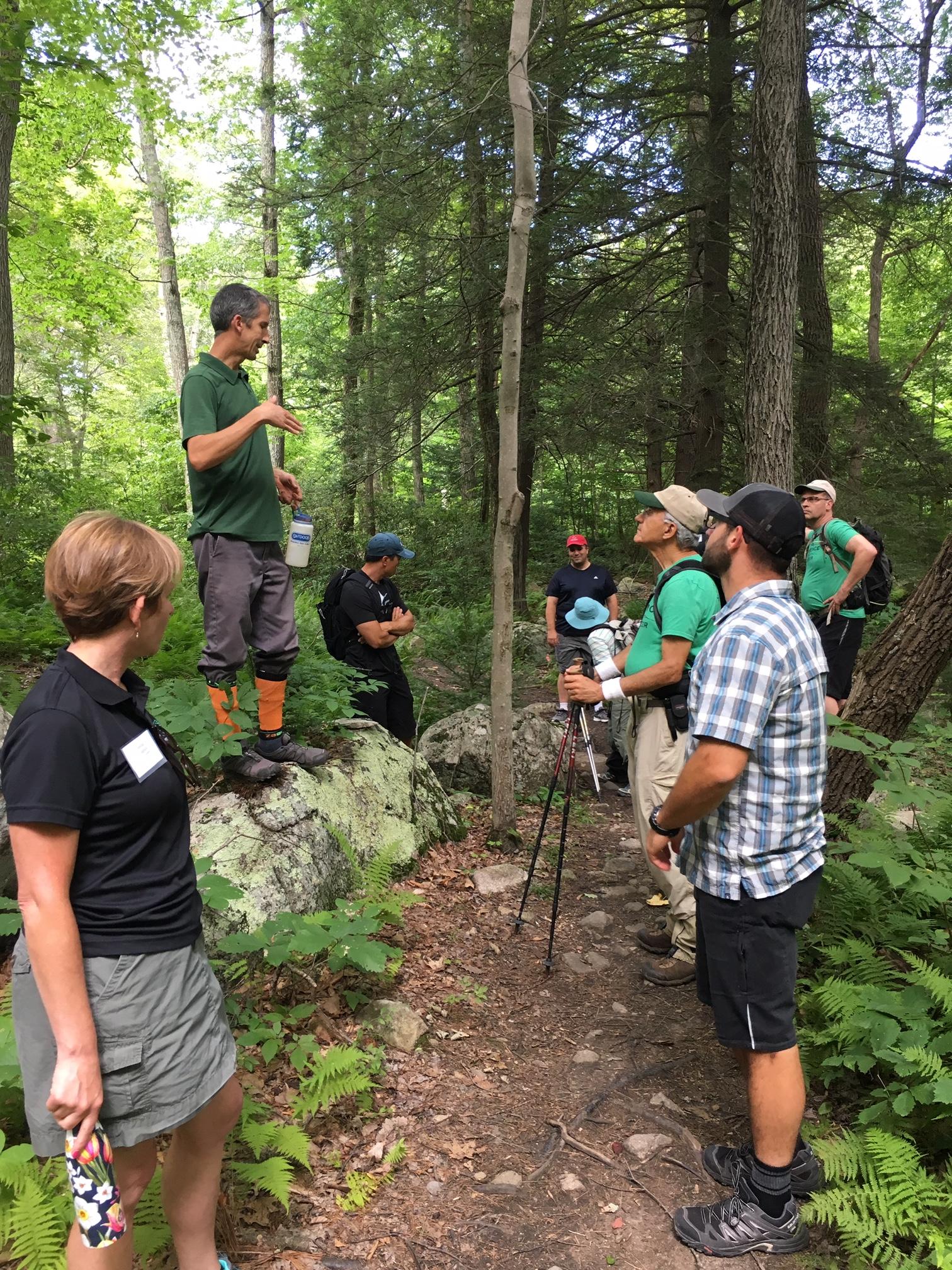 Trail Conference Field Manager Erik Mickelson talking with agency partners and leaders in hiking, mountain biking, and equestrian communities.