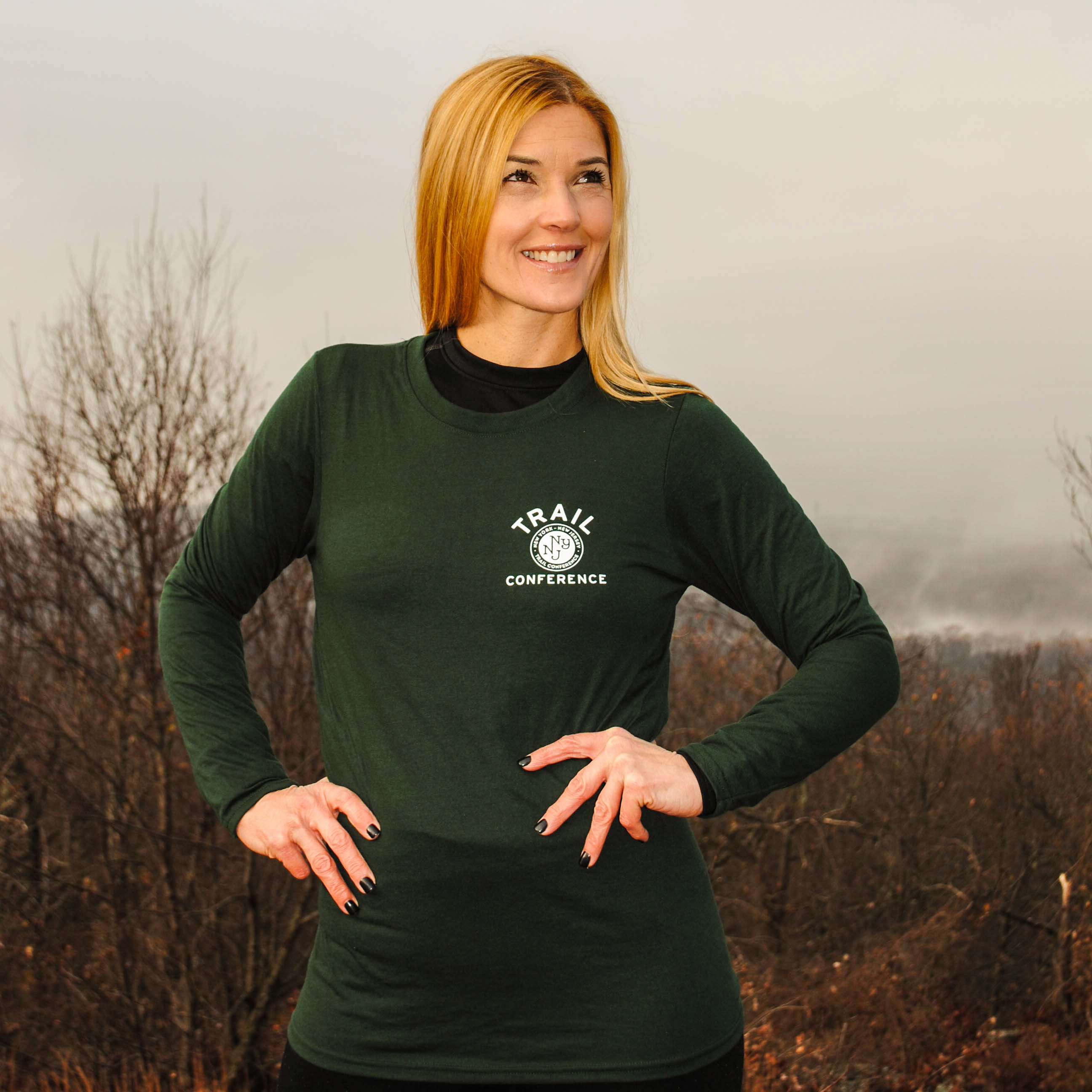 Hiker wearing Green Long-Sleeve Wicking Shirt. Photo by Don Weise.