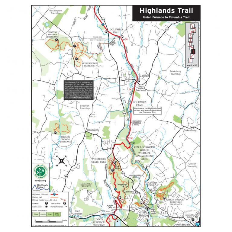 Highlands Trail in New Jersey Map