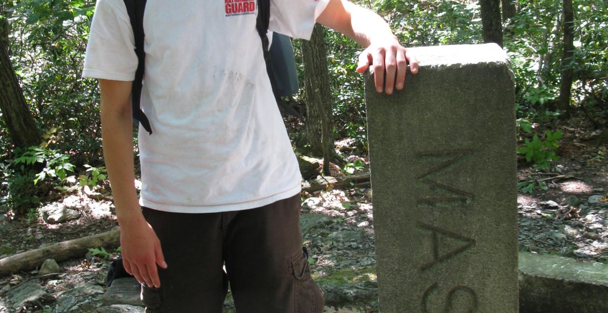 State boundary marker along the trail - Photo by Daniel Chazin