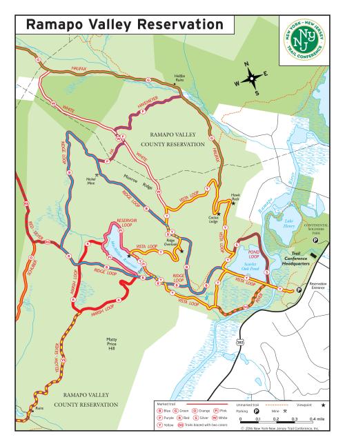 Ramapo Valley County Reservation Trail Map 2016