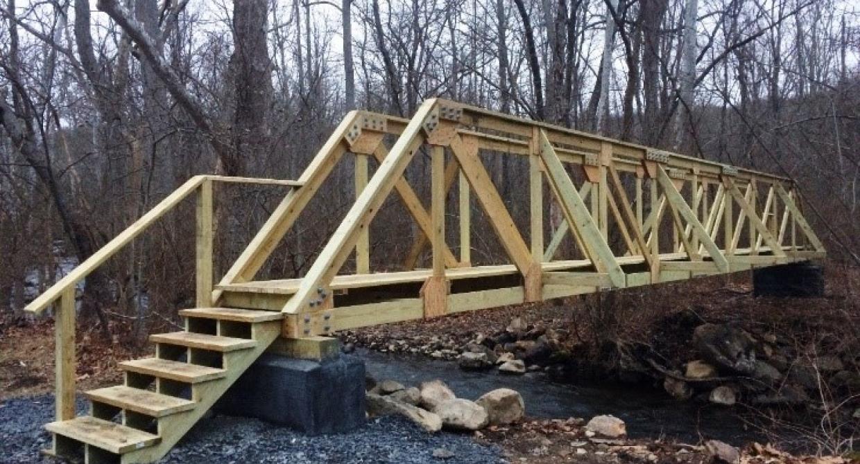 New footbridge over Wanaque River in Long Pond Ironworks.