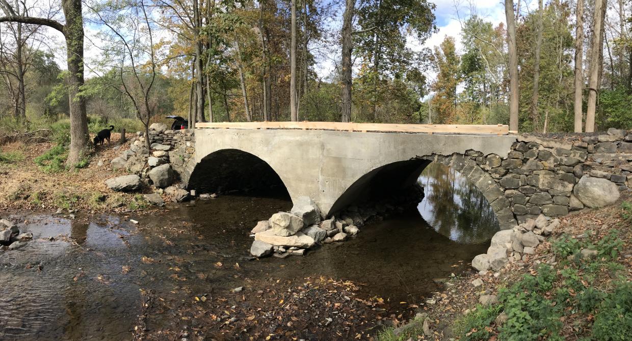 Stone arch bridge over Seely Brook in Goosepond Mountain State Park. Photo by Marty Costello.