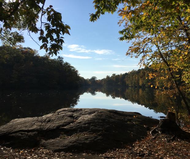A beautiful fall view at MacMillan Reservoir in Ramapo Valley County Reservation. Photo by Amber Ray.