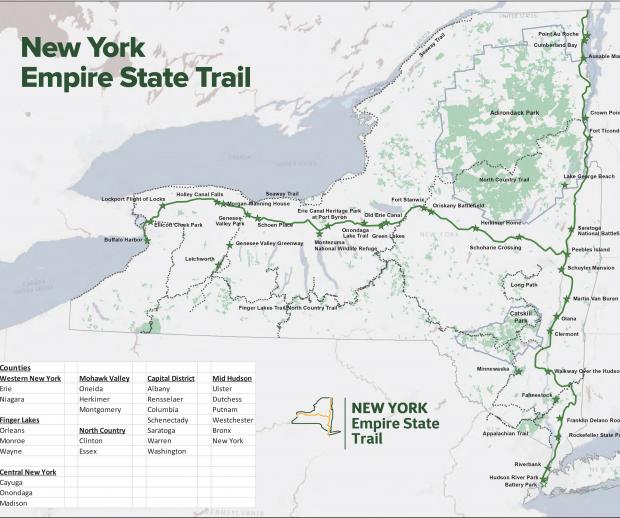 Map of the Proposed New York Empire State Trail.