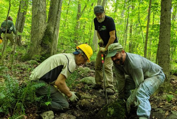 JORBA and Trail Conference volunteers working on the Crossover Trail in Ringwood State Park.