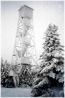 The Balsam Lake Fire Tower in the winter