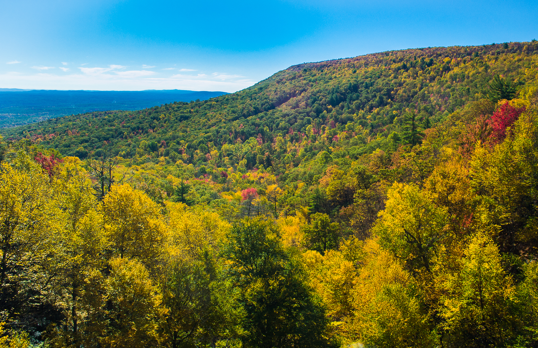 Autumn view from Verkeerderkill Falls in Minnewaska State Park Preserve