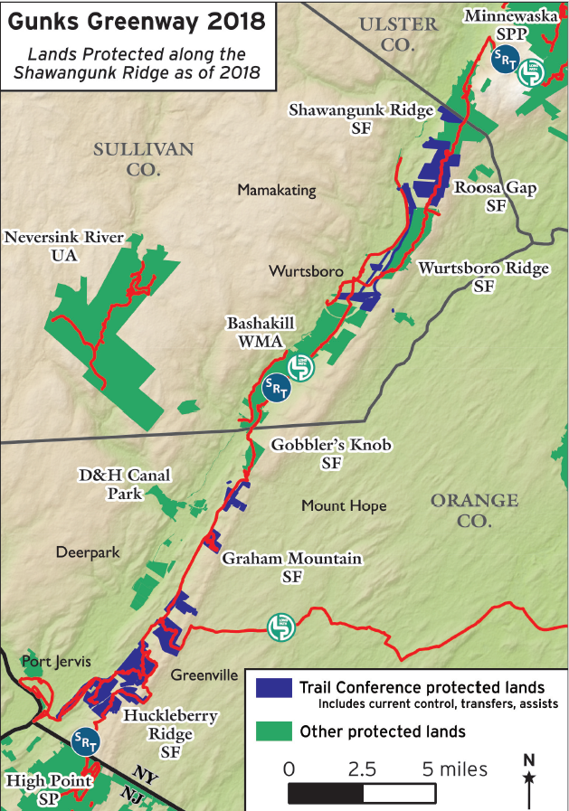 Gunks Greenway 2018. Map by Jeremy Apgar. Gunks Greenway 2018. Map by Jeremy Apgar.