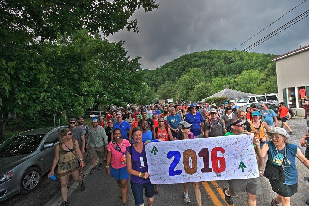 The 2016 Thru-Hiker Class Marches at Appalachian Trail Days in Damascus, Virginia. Photo by Moe Lemire. The 2016 Thru-Hiker Class Marches at Appalachian Trail Days in Damascus, Virginia. Photo by Moe Lemire.