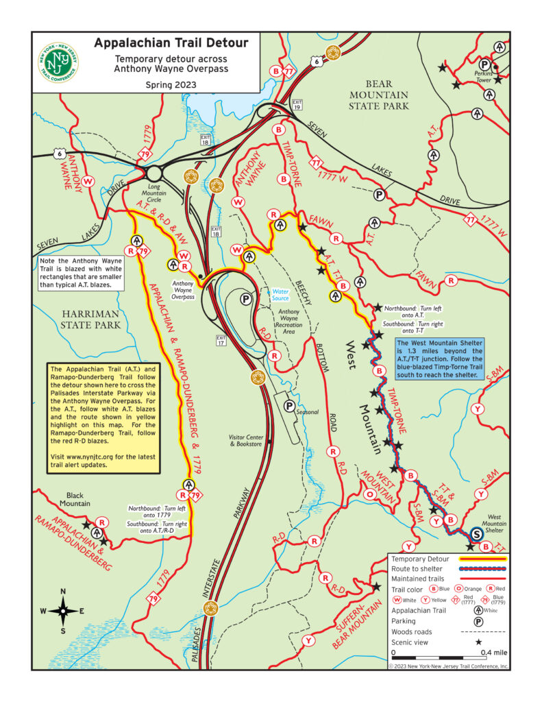 Appalachian Trail Anthony Wayne Overpass Detour